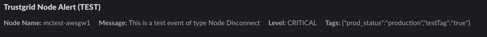 Slack message displaying compact Context block metadata