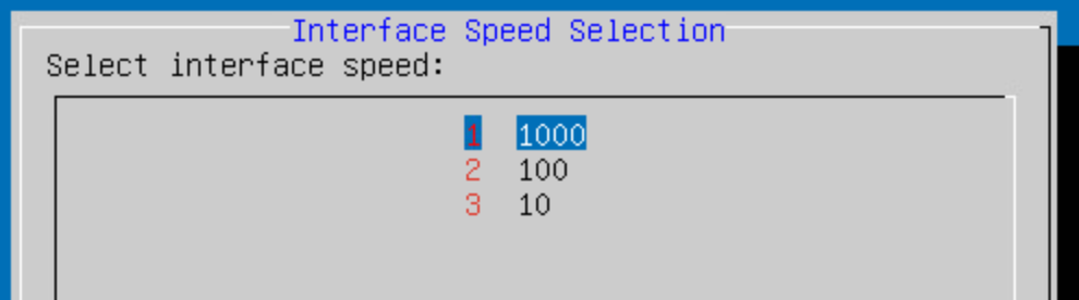 Select Speed of 1000, 100 or 10