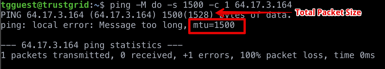 MTU Ping Failed